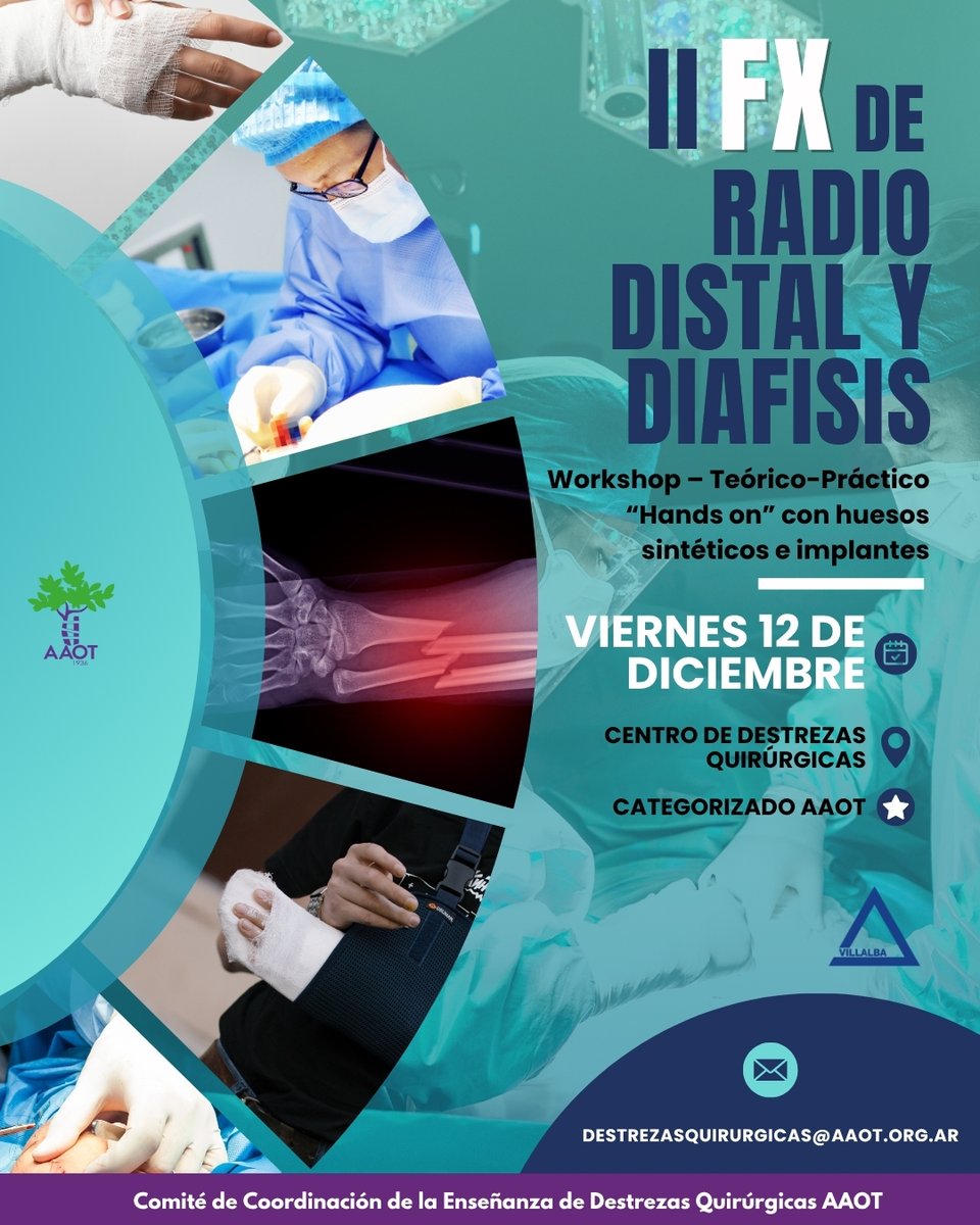 II Taller Avanzado de Osteosíntesis del Radio Distal y Diáfisis 🔩💥 

Una jornada teórico-práctica “hands on” con huesos sintéticos e implantes, pensada para perfeccionar tus destrezas quirúrgicas con la guía de especialistas.

📎 Inscribite: docs.google.com/forms/d/1RkDQm…