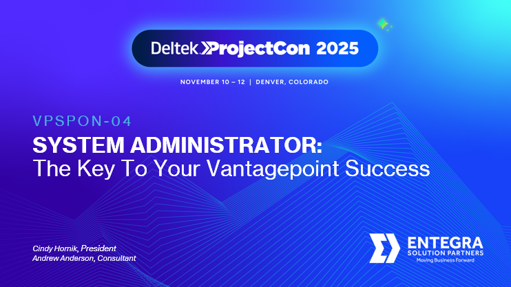 EntegraERP's tweet image. Thank you @Deltek users for helping us make another #DeltekProjectCon successful! We at Entegra were thrilled to host you at our booth and in our learning session. Let us know how we can help improve your Vantagepoint system&apos;s functionality and business operations.