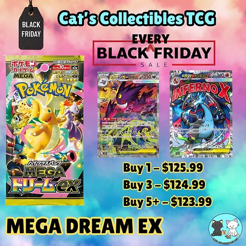 Mega Dream ex booster boxes just restocked on Cat's Collectibles TCG for  $125.99! Sealed cases also available!  https://t.co/R5fPFCCMhv #ad
