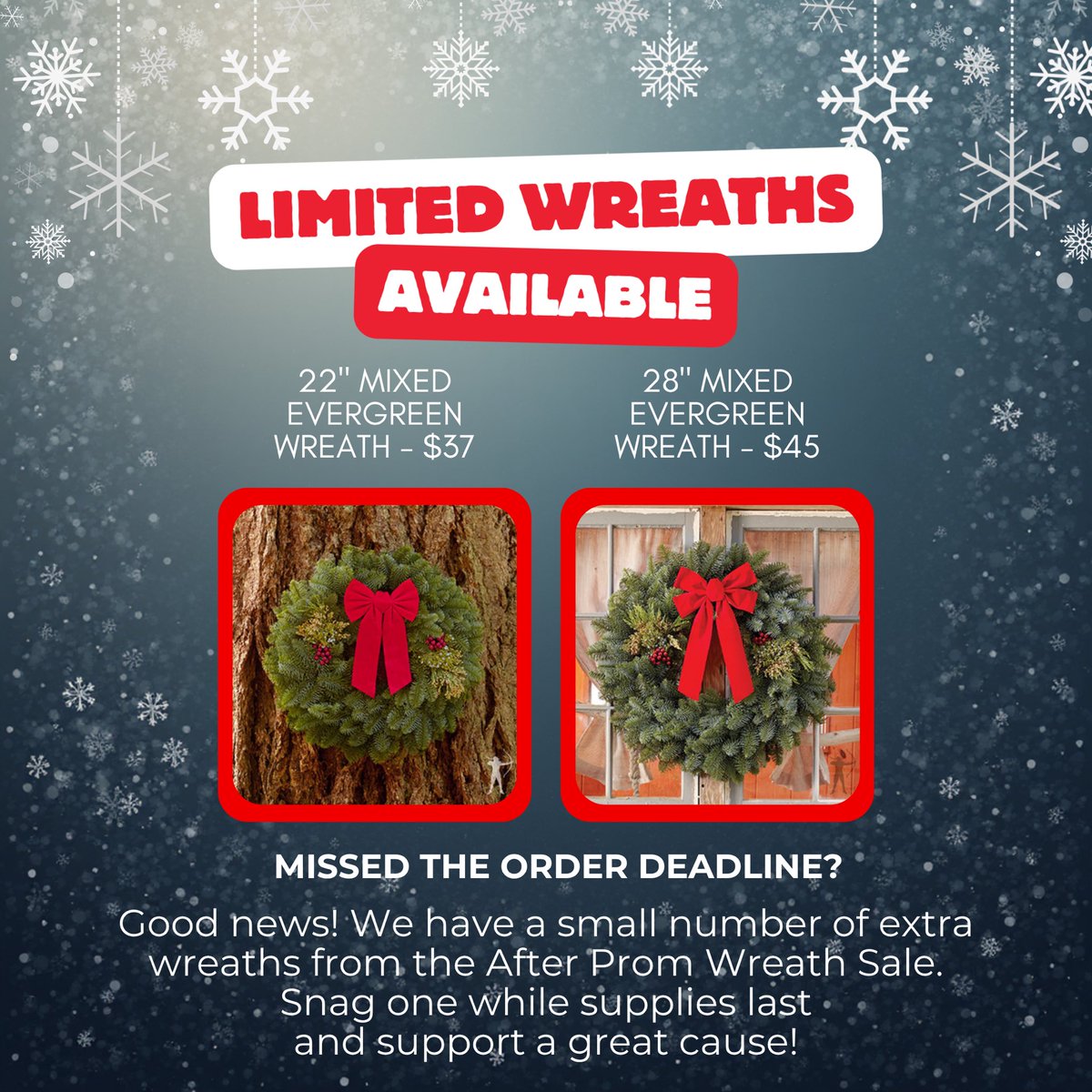 AHSPTO's tweet image. We have a few beautiful wreaths still available from the @AndersonRaptors After Prom fundraiser! Once they’re gone, they’re gone. Thanks for your support!
bit.ly/ahs_wreath