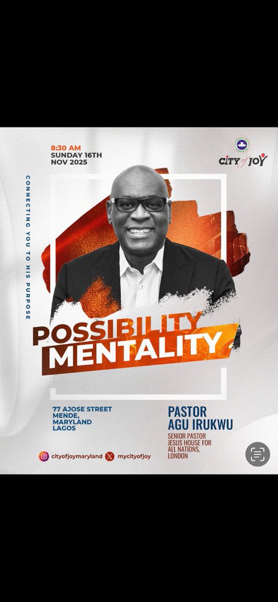 mycityofjoy's tweet photo. POSSIBILITY MENTALITY 2025
Get ready for a life-transforming encounter with GOD.

Join us at City of Joy Maryland @mycityofjoy for a powerful morning of faith, revelation, and divine empowerment! 🌟 https://t.co/A5Hgv6e3jb