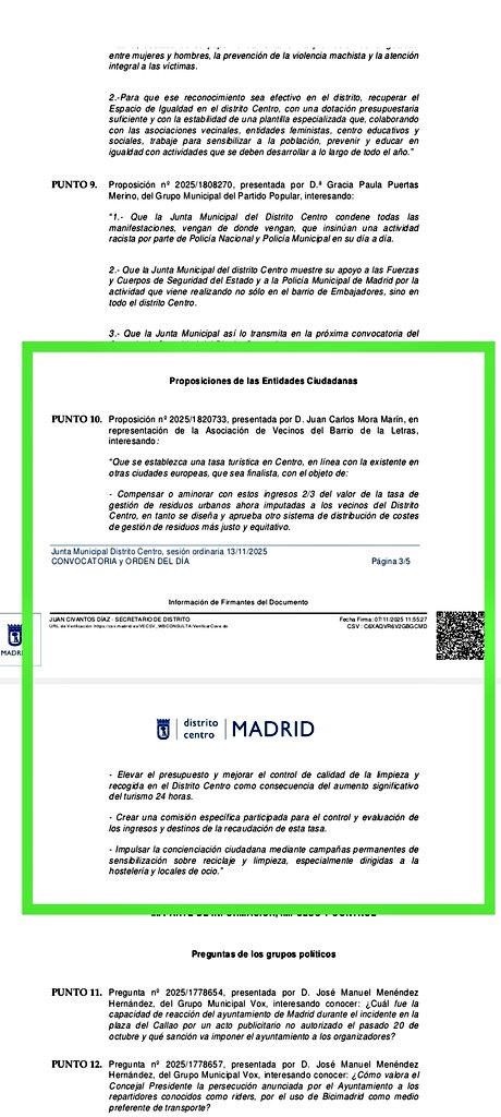 Pleno de Centro de noviembre, tres asociaciones llevamos una proposición para que <a href="/JMDCentro/">Distrito Centro</a> establezca una Tasa Turística, 140 ciudades de 20 paises ya la tienen.  <a href="/avlachispera/">AV LA CHISPERA ✨</a> <a href="/AVBarrioletras/">AVBarrioLetras</a> <a href="/VPmmad/">Residentes de la Plaza Mayor de Madrid y Aledaños</a> madrid.es/portales/munim…