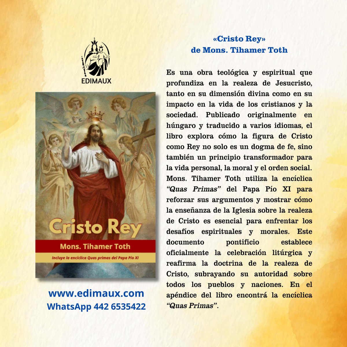 Se acerca la fiesta de Cristo Rey... ¿Sabes qué celebramos? ¿Quién la instituyó? ¿Cristo es Rey en tu vida? edimaux.com/products/crist…