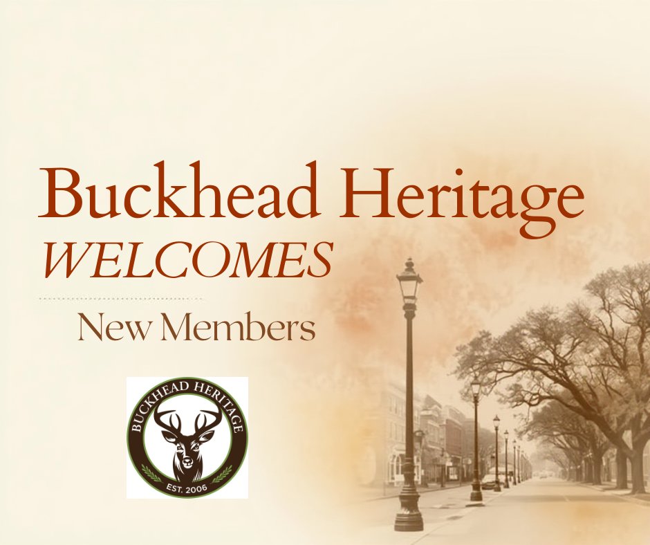 Thank you for joining Buckhead Heritage in October! We look forward to seeing you at our upcoming events. Andrew H. Abernathy IV, Lina B. Ellis, M. Ann Lindner, and Dr. Eric Steenlage. Our 500th member is Kimberly Monti. #atlanta #buckhead #history #newmemberswelcome