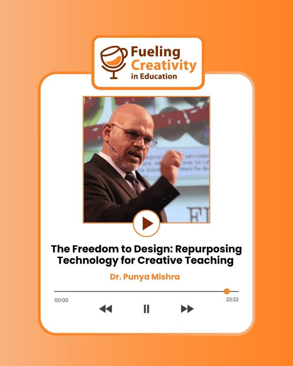 Cyndiburnett's tweet image. How can teachers use technology creatively and navigate AI in the classroom? 🤔
Dr. Punya Mishra shares practical wisdom on agency, design, and innovation in teaching.
Listen here: 🎧 fuelingcreativitypodcast.com/the-freedom-to…
#FuelingCreativity #CreativityInEducation #TeachingInnovation