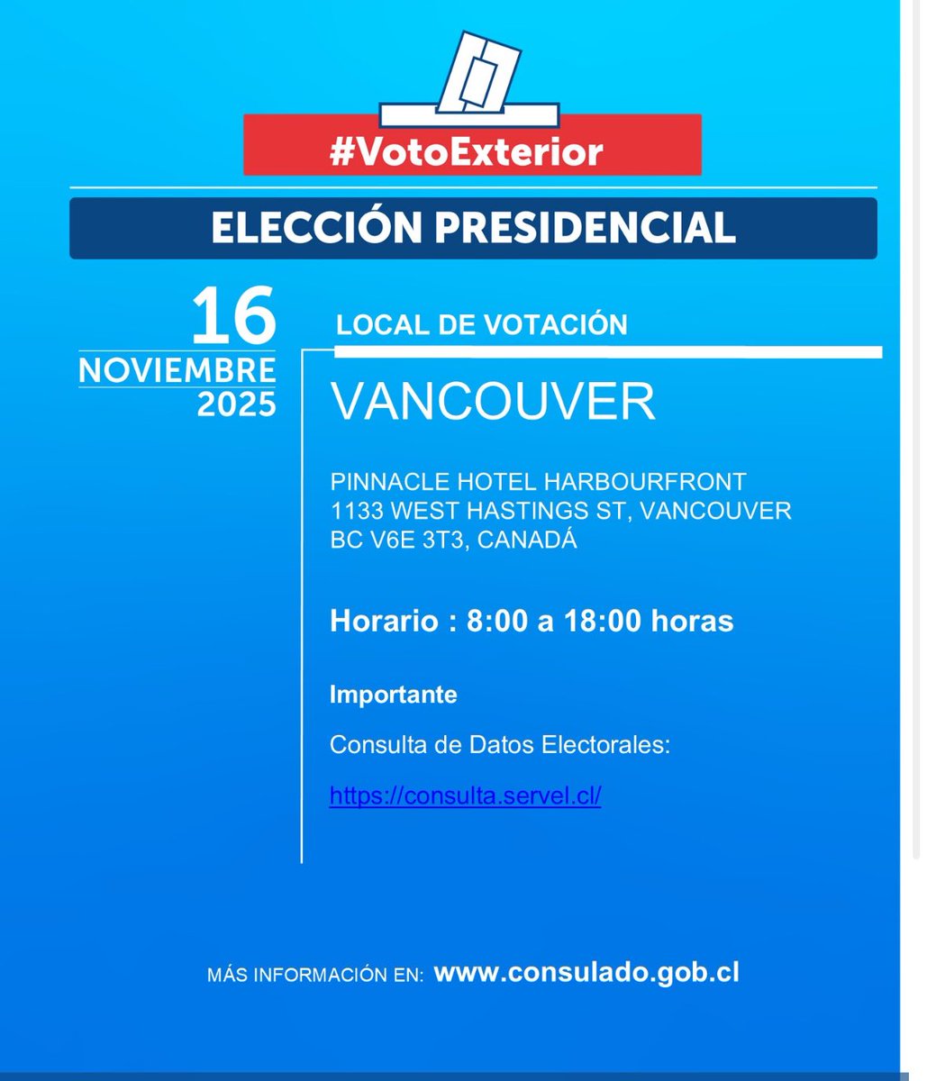 Van4Chile's tweet photo. No olvidar cuando y donde se vota https://t.co/JWF6JpRMpv