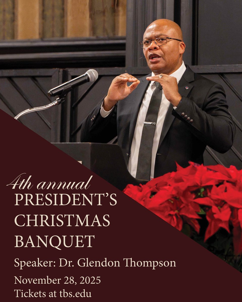 tbsedu's tweet photo. It's only two weeks away! @RevGThompson is hosting the annual President's Christmas Banquet on November 28. We hope you'll join us! 
Tickets are available here: 
https://t.co/M52cN4Flbm https://t.co/cKdcGO0YDw