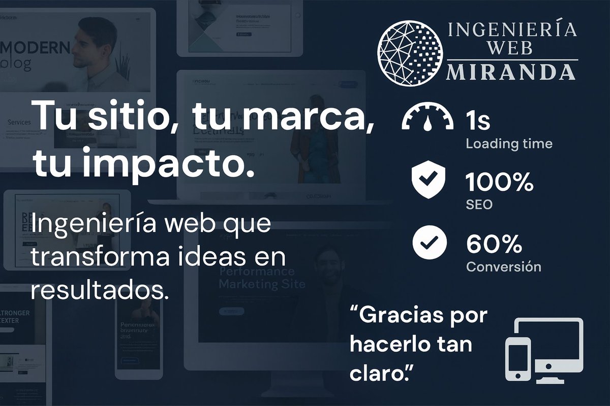 mauromiranda82's tweet image. Tu sitio. Tu marca. Tu impacto.

Ingeniería Web que convierte:

⚡ 1s carga | 🔍 100% SEO | 📈 60% conversión

#WebEngineering #ImpactoDigital #IngenieríaWebMiranda