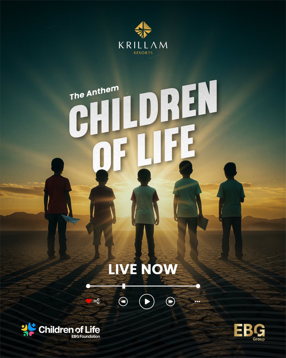 Krillamresorts's tweet photo. Watch the Children of Life anthem LIVE now on YouTube! 🔥
This is our anthem. Our voice. Our rise.
People • Planet • Progress.
Let’s make things right!
Children of Life, an initiative by EBG Group.
Watch the full video, link in bio! https://t.co/9tE1IjbtUK