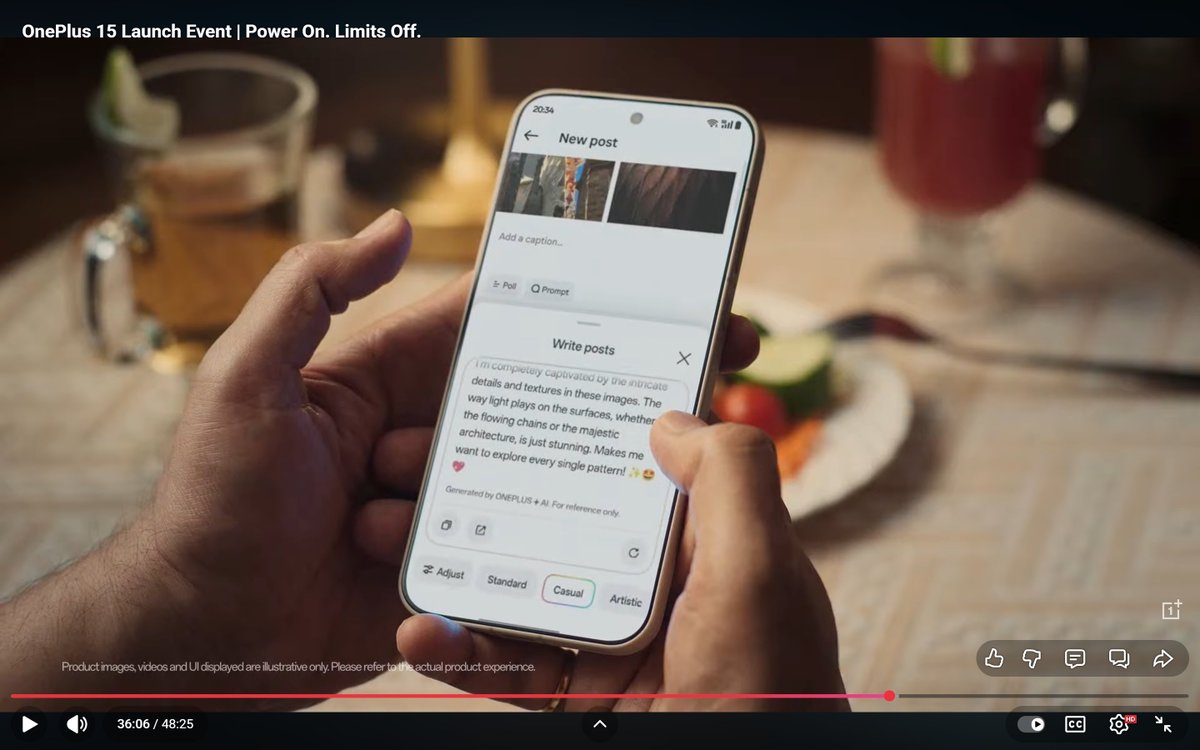 naman_sapraa's tweet photo. @OnePlus_IN The name of AI powered caption feature that makes KAI's thriving is AI WRITER powered by ONEPLUS AI.

#OnePlus15
#OnePlusIndia
#OnePlus #NeverSettle
@OnePlus_IN https://t.co/ceoDgRpORO