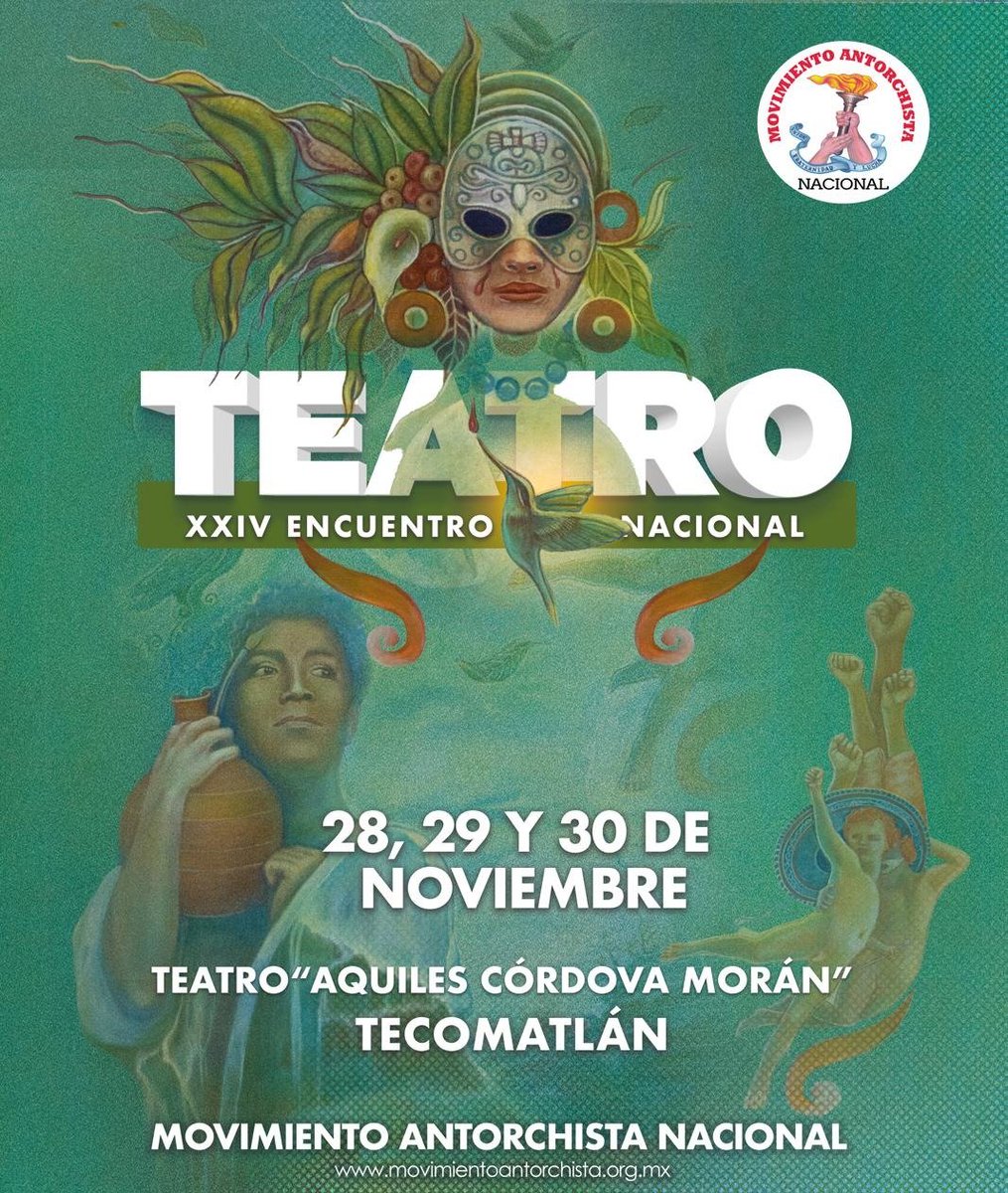 ✨🎭¡Antorcha presenta su XXIV Encuentro Nacional de #Teatro!

Del 28 al 30 de noviembre, el majestuoso Teatro “Aquiles Córdova Morán” en Tecomatlán, Puebla, será sede de una verdadera fiesta del arte popular: más de 32 puestas en escena y más de 600 actores de todo el país. 🇲🇽