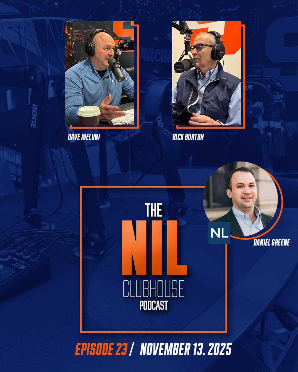 The NIL Clubhouse had RECORD listeners last week!

<a href="/RealRickB/">Rick Burton</a> and I have another special guest, attorney <a href="/DanGreene15/">Daniel S. Greene, Esq.</a> was recognized by <a href="/On3sports/">On3</a> as a leading voice in college athletics, among NIL industry leaders.

<a href="/SUSportMgmt/">SU Falk Sport Mgmt</a> 

🔗open.spotify.com/episode/6MUwJI…