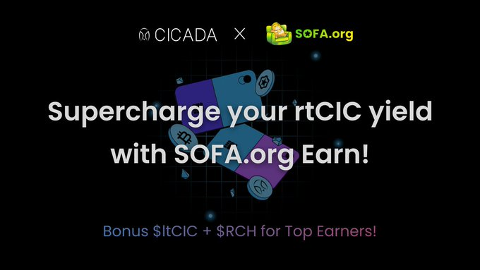 ThangHe2004's tweet photo. Everyone’s chasing APY — but only @SOFAorgDAO x @CicadaFinance let you do it with zero risk 🧠
Stake rtCIC, boost yield, and maybe grab part of the $200 bonus too 👀 https://t.co/YRy8NI8KGJ