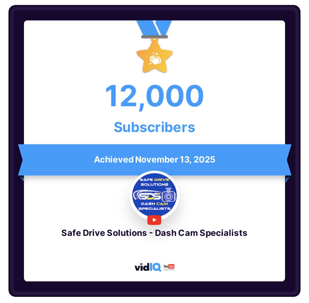 SafeDriveSolut1's tweet photo. Safe Drive Solutions has hit a few milestones in the last week. 
12000 subscribers on #youtube and 6.5 million views.

Our goal is to educate the public on #dashcams 

Watch our latest video
https://t.co/3gSbSbFAyl https://t.co/mVMzBNI97r