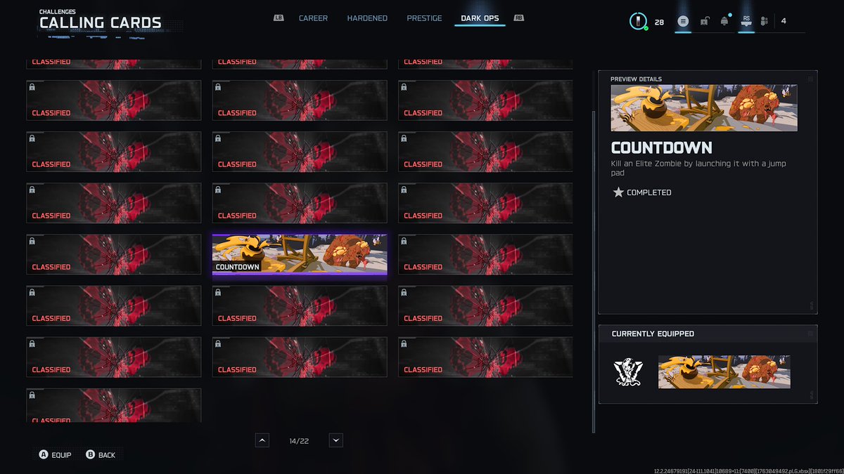 petew_4's tweet image. Dark Ops calling card for killing Zursa with a launch pad in BO7