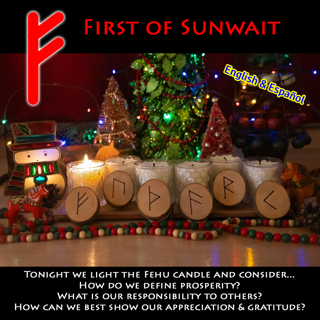 runequeen_rqefi's tweet photo. 1st of #Sunwait! Tonight we light the Fehu candle &amp; consider: How do we define prosperity? What is our responsibility to others? How can we best show our appreciation &amp; gratitude? Learn more here: https://t.co/0YiDMQ2hdq #sunwait #yule #fehu #uruz #thurisaz #ansuz #raidho #kenaz https://t.co/fzlyLBnxQy