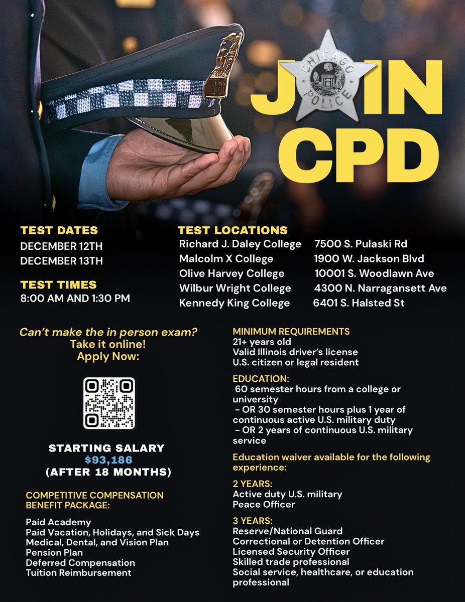 JoinChicagoPD's tweet photo. โ
Mark your calendars for our ๐๐๐๐ ๐๐๐๐ ๐๐
๐๐๐ ๐๐๐๐ โผ๏ธ
๐๐๐ ๐ ๐๐๐ฉ๐๐ค๐ฃ ๐ฃ๐ค๐ฌ: https://t.co/zQmidxYMTS
Reach out to us if you have any questions!
#joincpd #chicagopolice #cpd #chicagopolicedepartment #chicago #chicagopd #recruitment #hiring https://t.co/NaJrKaiqAQ