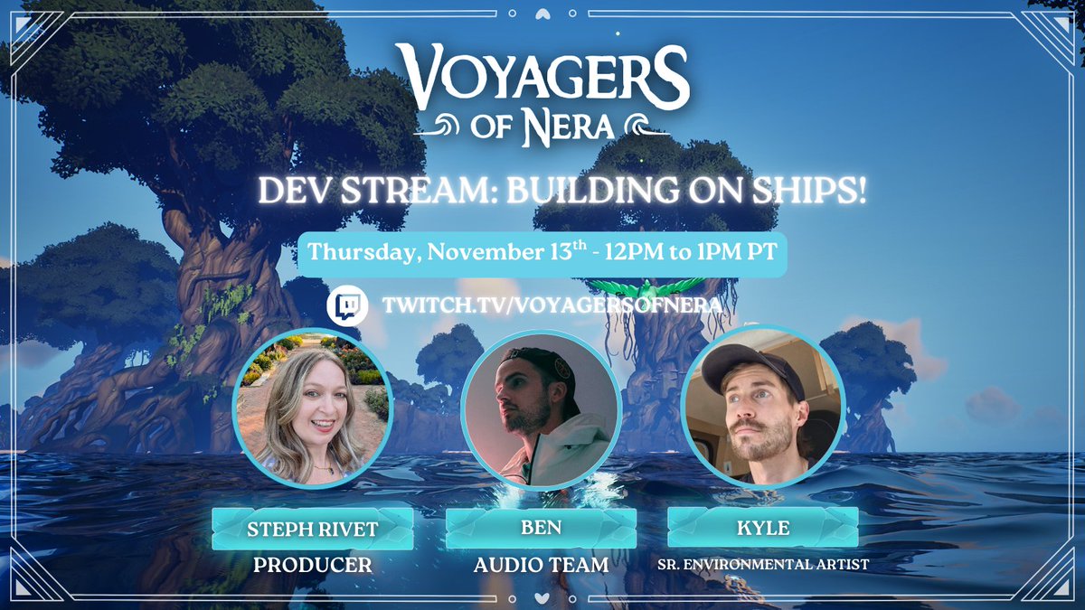 VoyagersofNera's tweet image. Tune into our dev stream today to learn more about what our December update, and a preview of how building on ships looks like with Steph, Ben and Kyle! ⛵️

🌊 twitch.tv/VoyagersOfNera