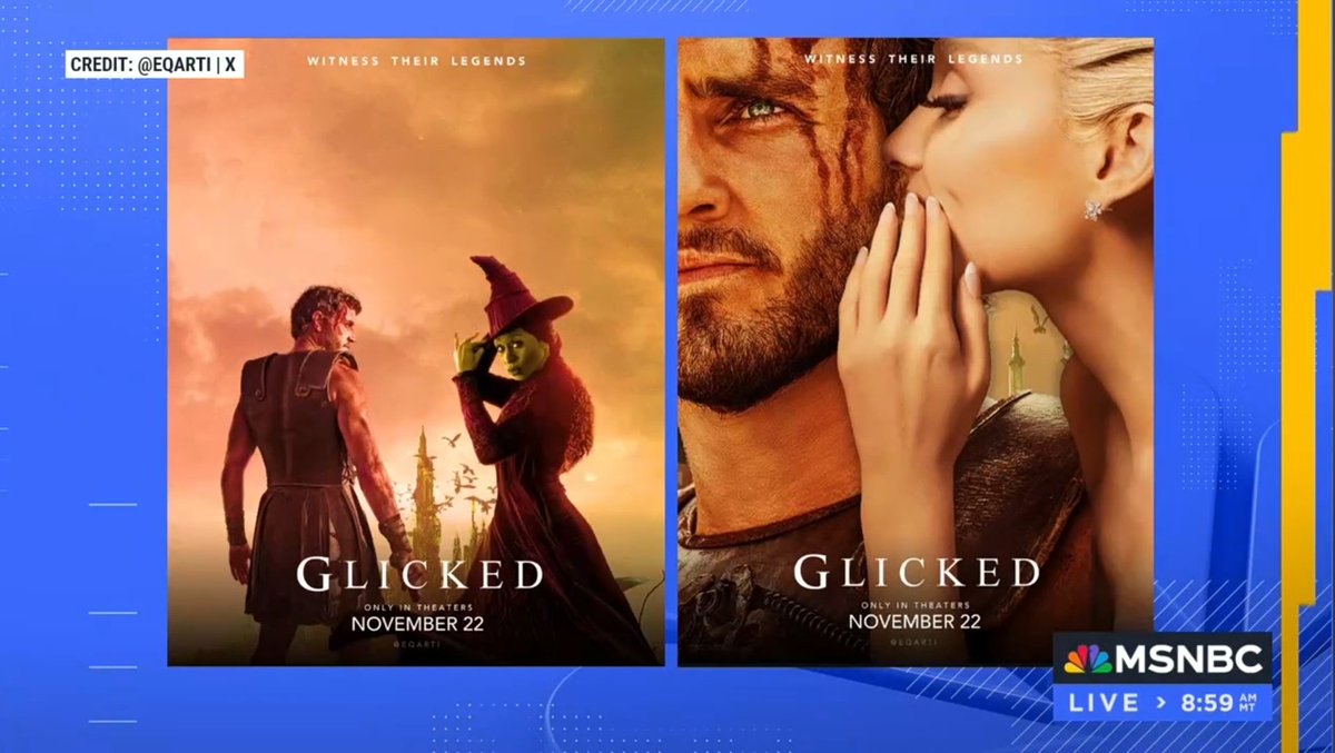 Eqarti's tweet photo. One year ago today, I shared my Glicked mash-up posters — not knowing they’d go viral and become one of the most talked-about moments in recent film and internet culture. Still surreal to look back.

 #Glicked https://t.co/XTgBUZsyxs