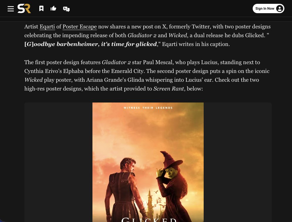 Eqarti's tweet photo. One year ago today, I shared my Glicked mash-up posters — not knowing they’d go viral and become one of the most talked-about moments in recent film and internet culture. Still surreal to look back.

 #Glicked https://t.co/XTgBUZsyxs
