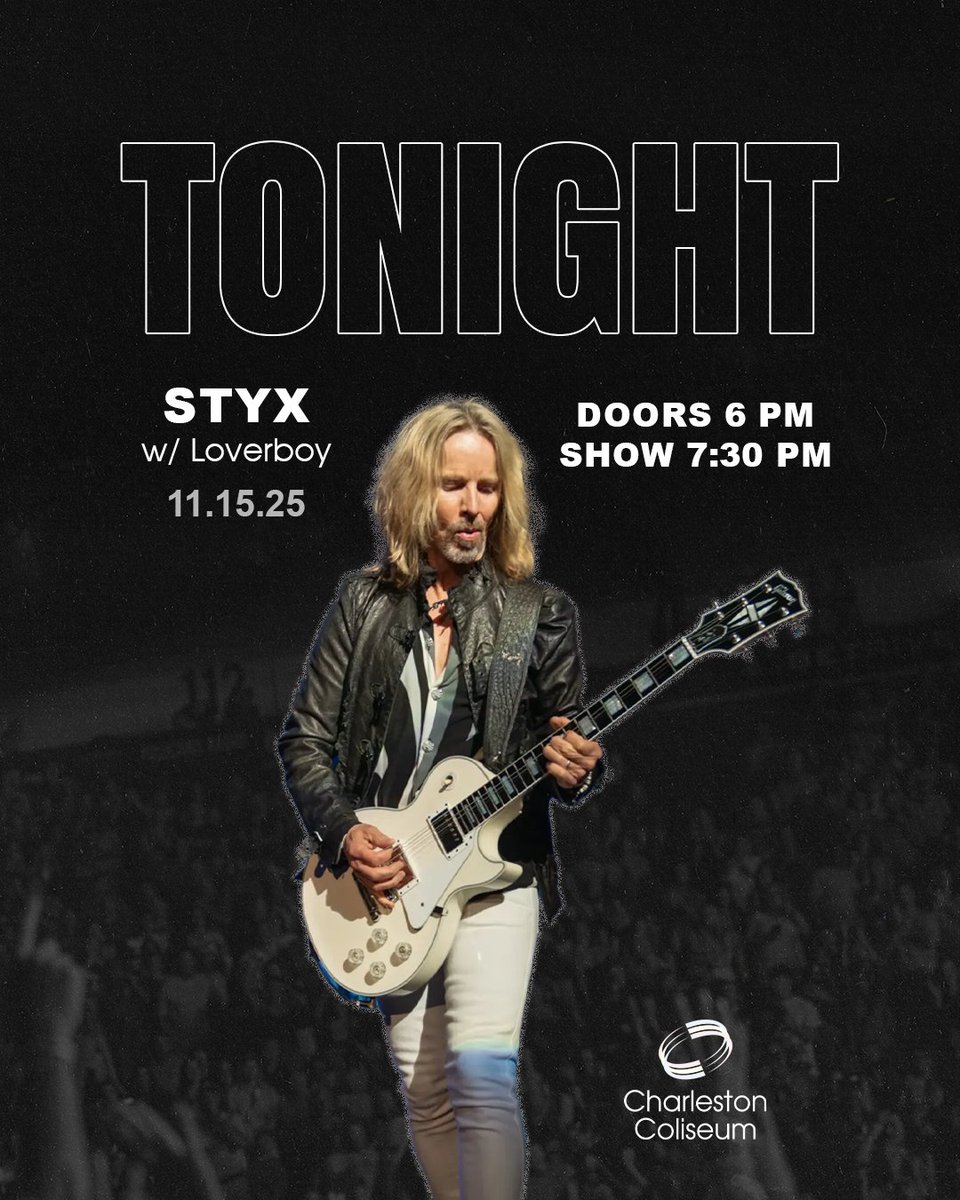 chaswvccc's tweet image. TONIGHT @STYXtheBand takes over the Coliseum with @loverboyband 🎸Doors open at 6 PM | Show starts at 7:30 PM