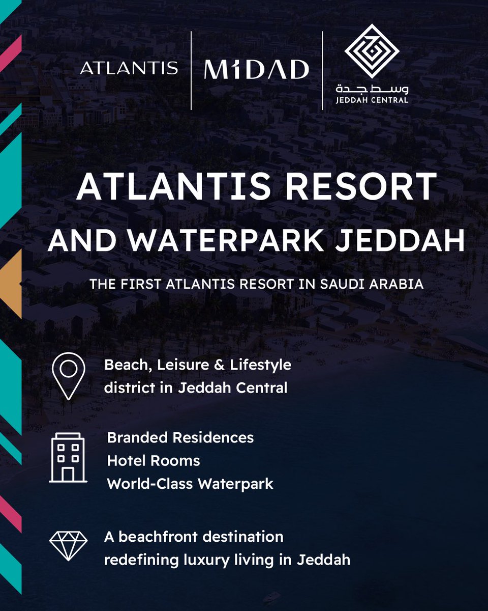 The arrival of the Atlantis brand in Saudi Arabia, within #JeddahCentral.
A luxury beachfront experience with world-class leisure and entertainment.