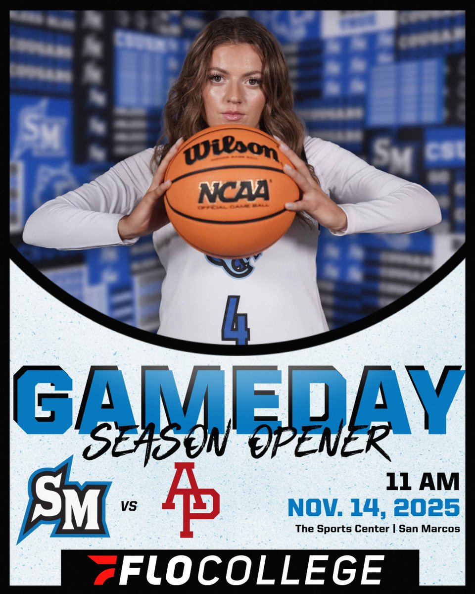 CSUSM_WBB's tweet image. It&apos;s GAMEDAY in San Marcos! 
#BleedBlue 

🕓  11 AM  
🆚  Azusa Pacific
📍  The Sports Center
🎟️csusmcougars.com/tickets
📊 sidearmstats.com/csusm/wbball/
📺 flosports.link/4kAb7Mp