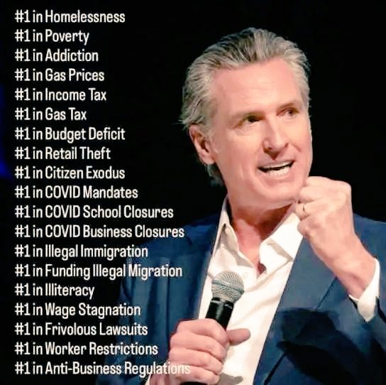 Kenneth17577489's tweet photo. @GavinNewsom That's only in California where their Govenor taxes people to death and steals the money to fund his bank accounts and other dishonest politicians and in turn use the money for nefarious purposes instead of what it was intended for. https://t.co/r2f334OwnB