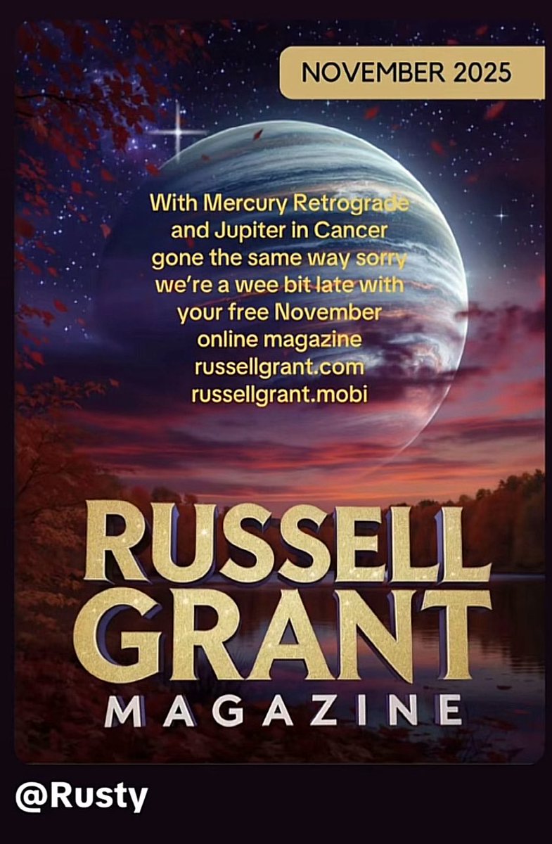 THERussellGrant's tweet image. Sorry we’re a bit late with your free online magazine but with Mercury retrograde and now Jupiter too it was bound to happen. Catch up on russellgrant.com and russellgrant.mobi
#astrology #magazine #goodread #stars #november