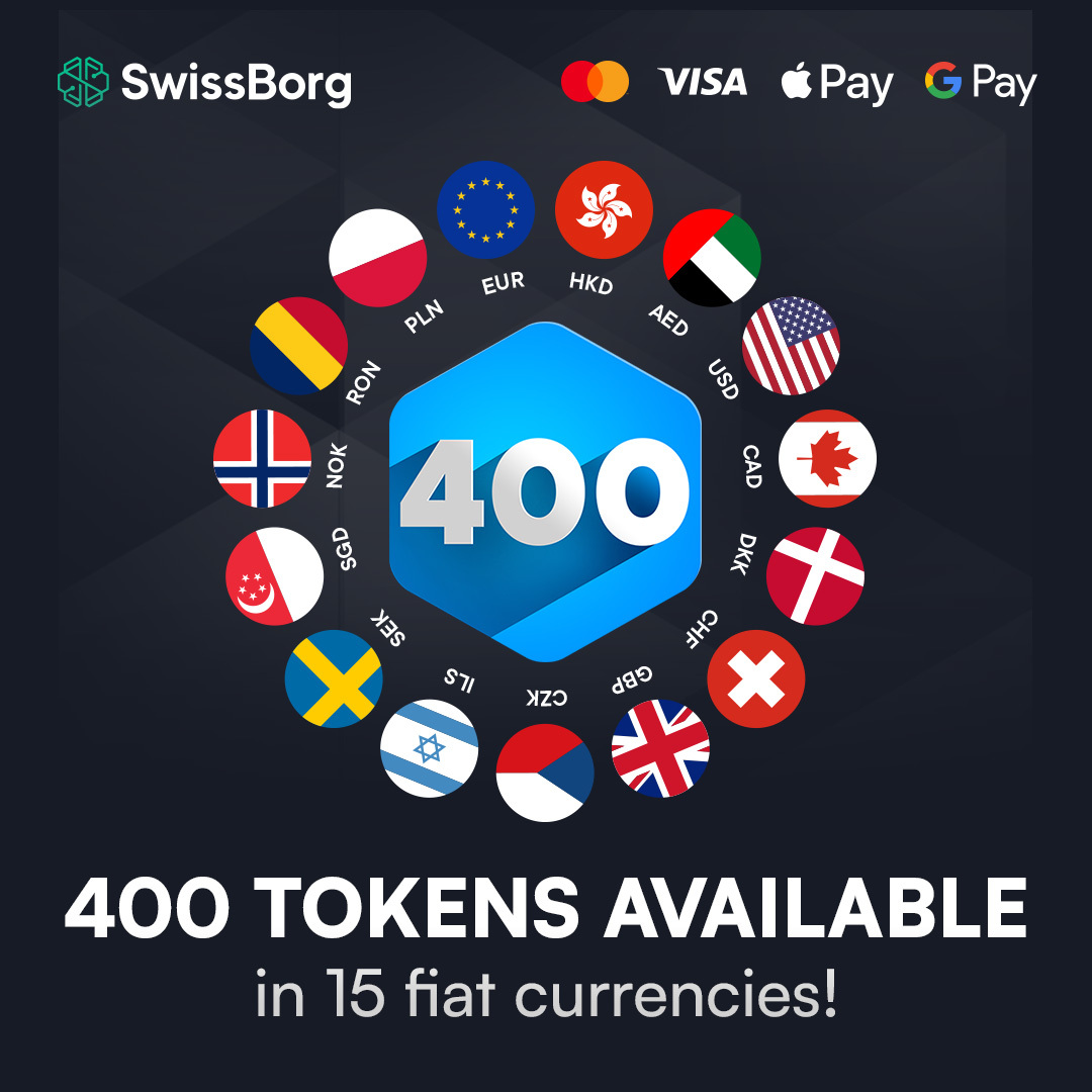 🎉 400 tokens strong! SwissBorg now supports 400 tokens across multiple  categories, from blue-chip giants and DeFi leaders to AI, gaming, and meme  coins. 🚀 📲 Trade and hold directly in your