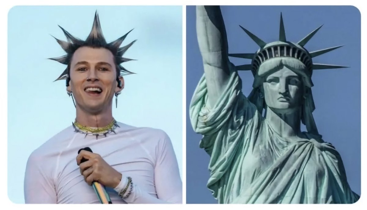 wastelove5150's tweet photo. many fans are saying it could be the statue of liberty, and all i can think of is a throwback to this iconic hairstyle https://t.co/IyDda6hQPN