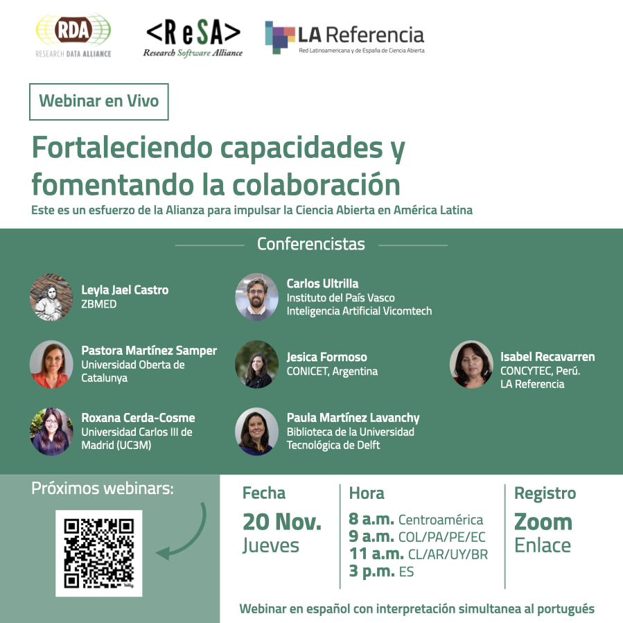 LAReferenciaAA's tweet image. 📢 Mañana tenemos nuestro webinar 💡&quot;Fortaleciendo capacidades y fomentando la colaboración&quot;

🔗 Aún está a tiempo de registrarse. Puede hacerlo ya acá: zoom.us/meeting/regist…