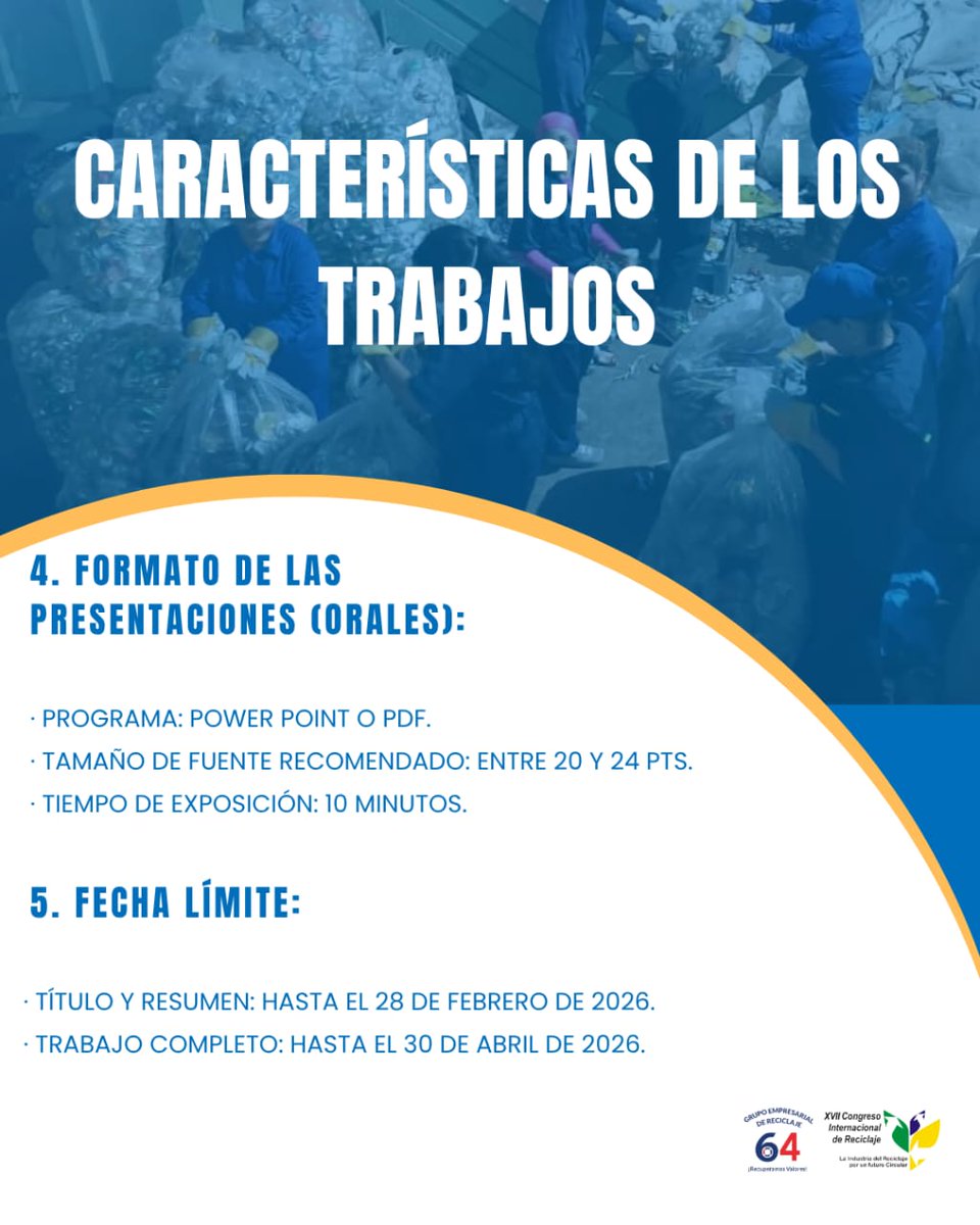 ¡Abrimos la convocatoria! 📢
Presenta tu trabajo en el XVII Congreso Internacional de Reciclaje. Comparte tus experiencias en gestión, tecnología ,#Sostenibilidad, reciclaje y #Economíacircular.
#Cuba #IndustriasCuba #CubaRecicla
