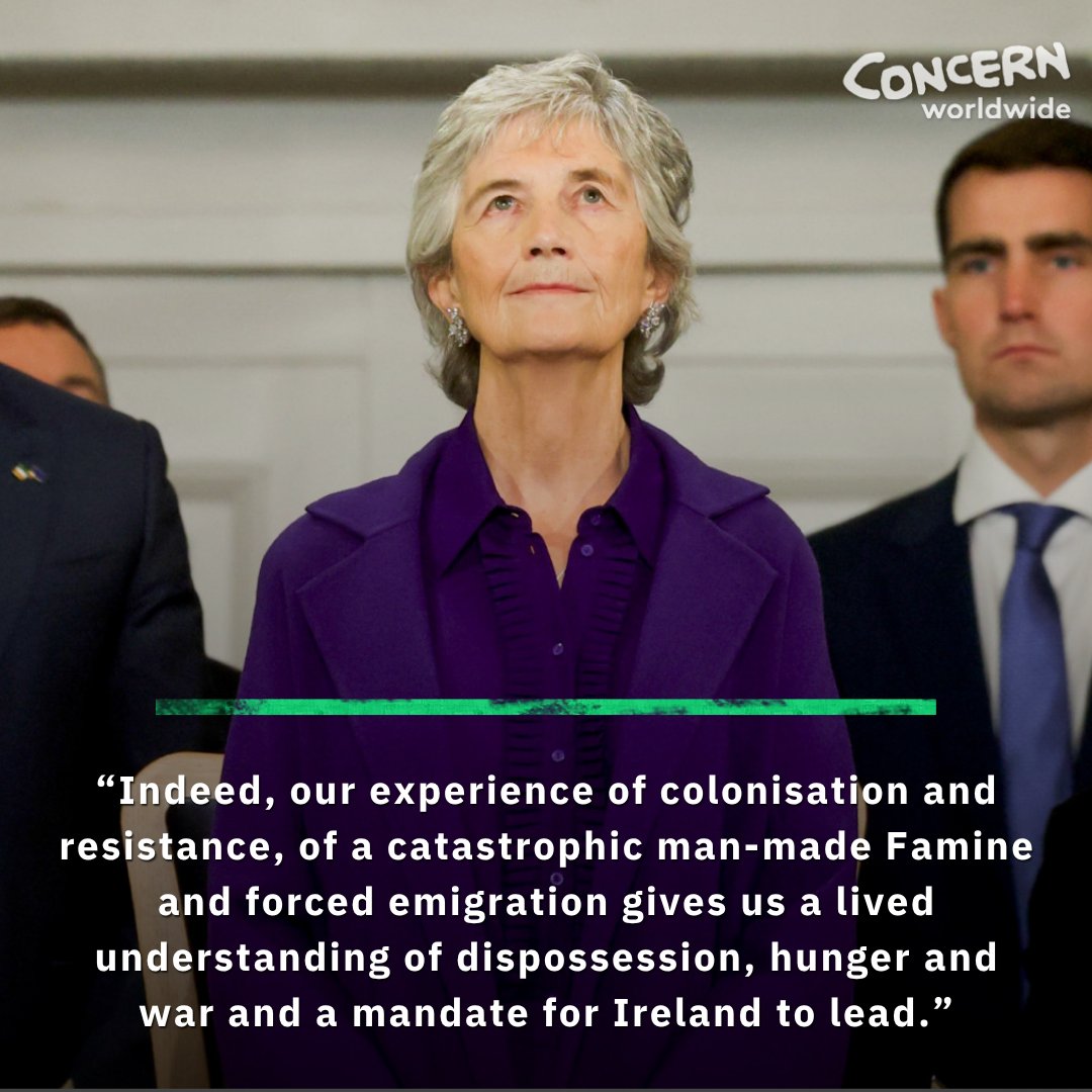 Concern's tweet image. Earlier this week Catherine Connolly was inaugurated as the 10th President of Ireland, and in her first speech as Uachtarán na hÉireann, she acknowledged the devastating impacts of conflict, climate change and displacement on our world.

Noting the link between conflict and…