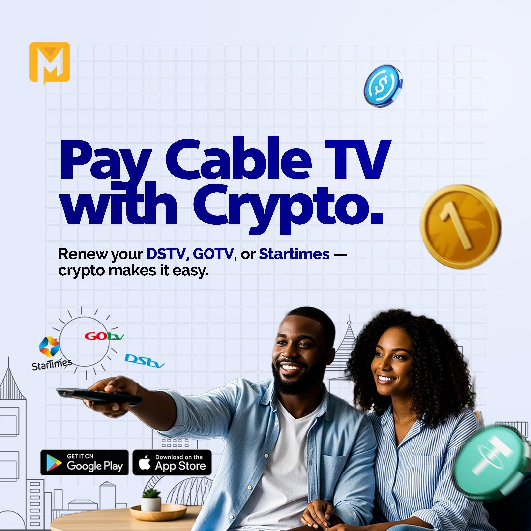 Never miss your favorite show again 📺
With Manilla Pay, you can renew your DStv, GOtv, or Startimes instantly - using $USDT or $USDC.

It’s super fast and you earn $MNLA rewards with every subscription.

#ManillaPay #BillsPayment