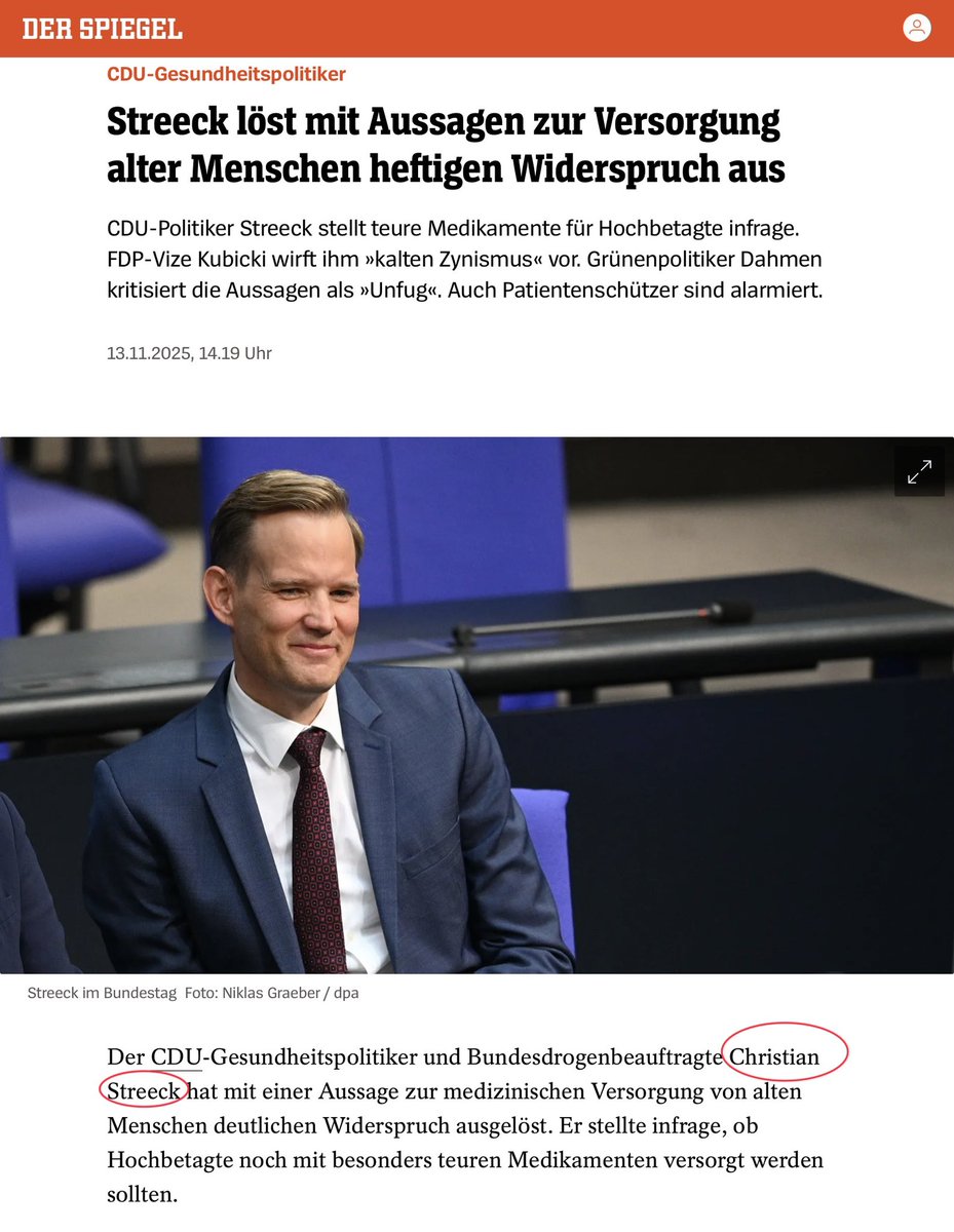 Der Spiegel hat’s wohl übertrieben mit der Gegenspieler-Story: Jetzt heißt er schon „Christian Streeck“. Lasst den Hendrik doch einfach mal in Ruhe. 😉

Oder ist es eine gezielte Fusion? Christian Streeck – der Einheitsvirologe, dem sich wirklich alle anschließen können. 🧐😅