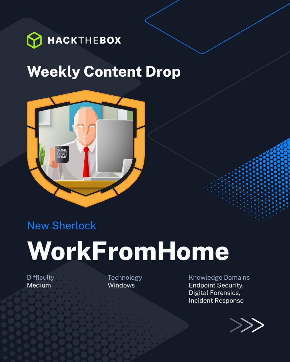 hackthebox_eu's tweet image. It&apos;s a numbers game 🔢
Here are all the brand-new pieces of content coming to the #HackTheBox platforms this week!
🔴 Eighteen, an HTB Seasons Machine created by kavigihan
🔵 WorkFromHome a Sherlock created by chicken0248
🔴 Magical Palindrome, a Challenge created by Anekant

Get…