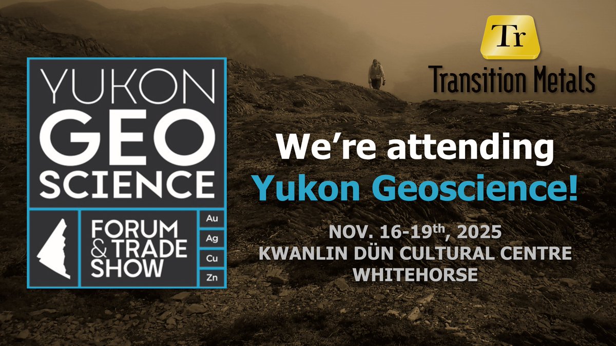 TransMetalsCorp's tweet photo. $XTM.V representatives will be attending #Yukon Geoscience next week, happening from November 16-19th at the Kwanlin Dรผn Cultural Centre in Whitehorse. See you there!
#yukongeoscience #juniormining #mineralexploration #geology #naturalresources #investment #investmentnews #tsxv https://t.co/7APapR1qvu