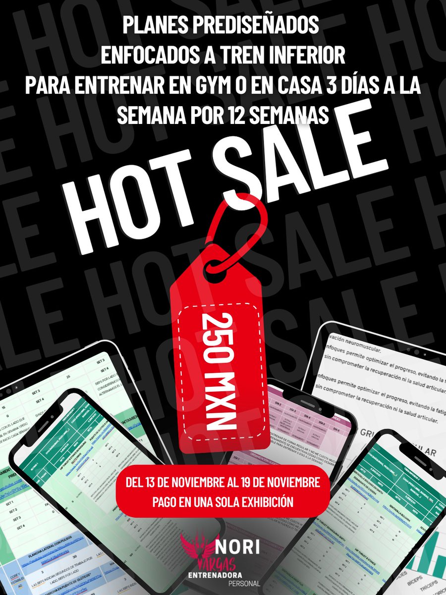 Del 13 al 19 de Noviembre les tengo estos descuentos especiales en rutinas personalizadas y en planes prediseñados. Para dudas y compras déjenme un mensaje por Whatsapp (521)9831175977 🫶🏻