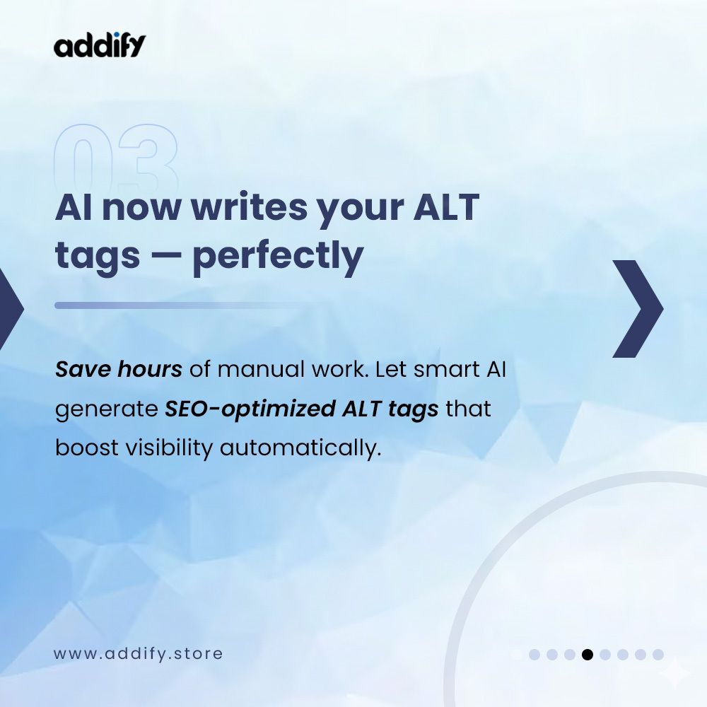 Addify2's tweet image. 𝐅𝐫𝐨𝐦 𝐈𝐧𝐯𝐢𝐬𝐢𝐛𝐥𝐞 𝐭𝐨 𝐈𝐧𝐝𝐞𝐱𝐞𝐝:How AI‑Generated Alt Tags Supercharge Your PrestaShop SEO. 
Want to see how it works? 

𝗚𝗼 𝘁𝗼 𝗼𝘂𝗿 𝗯𝗹𝗼𝗴 𝗳𝗼𝗿 𝘁𝗵𝗲 𝗳𝘂𝗹𝗹 𝗴𝘂𝗶𝗱𝗲! 
🔗:addify.store/how-ai-generat…

#PrestaShop #EcommerceTip #AIAssist #AltTextMatters