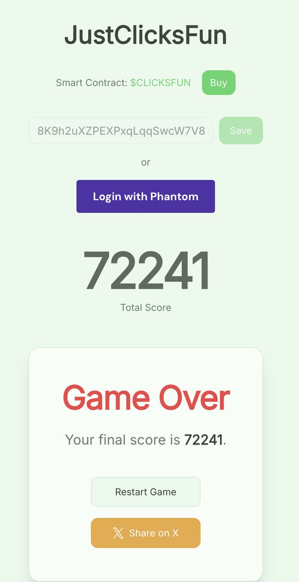 Emperorshocker0's tweet image. I scored 72241 points in justclicks.fun! 🟢
Can you beat me? 😎

JustProjectsFun #JustFun #JustClicksFun #ClicksFun #Memecoin #Crypto #PumpFun #Solana #REWARDS13112025

justclicks.fun/?score=72241