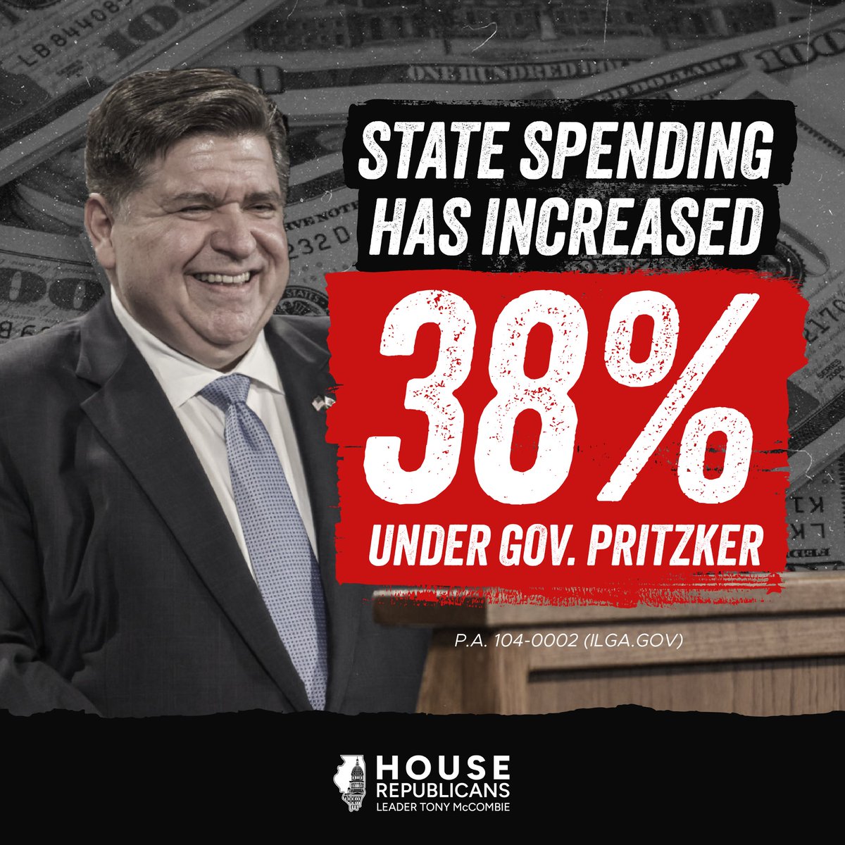 Since Governor Pritzker took office, state spending has soared by 38%, driving tax hikes and fueling unsustainable, out-of-control spending.