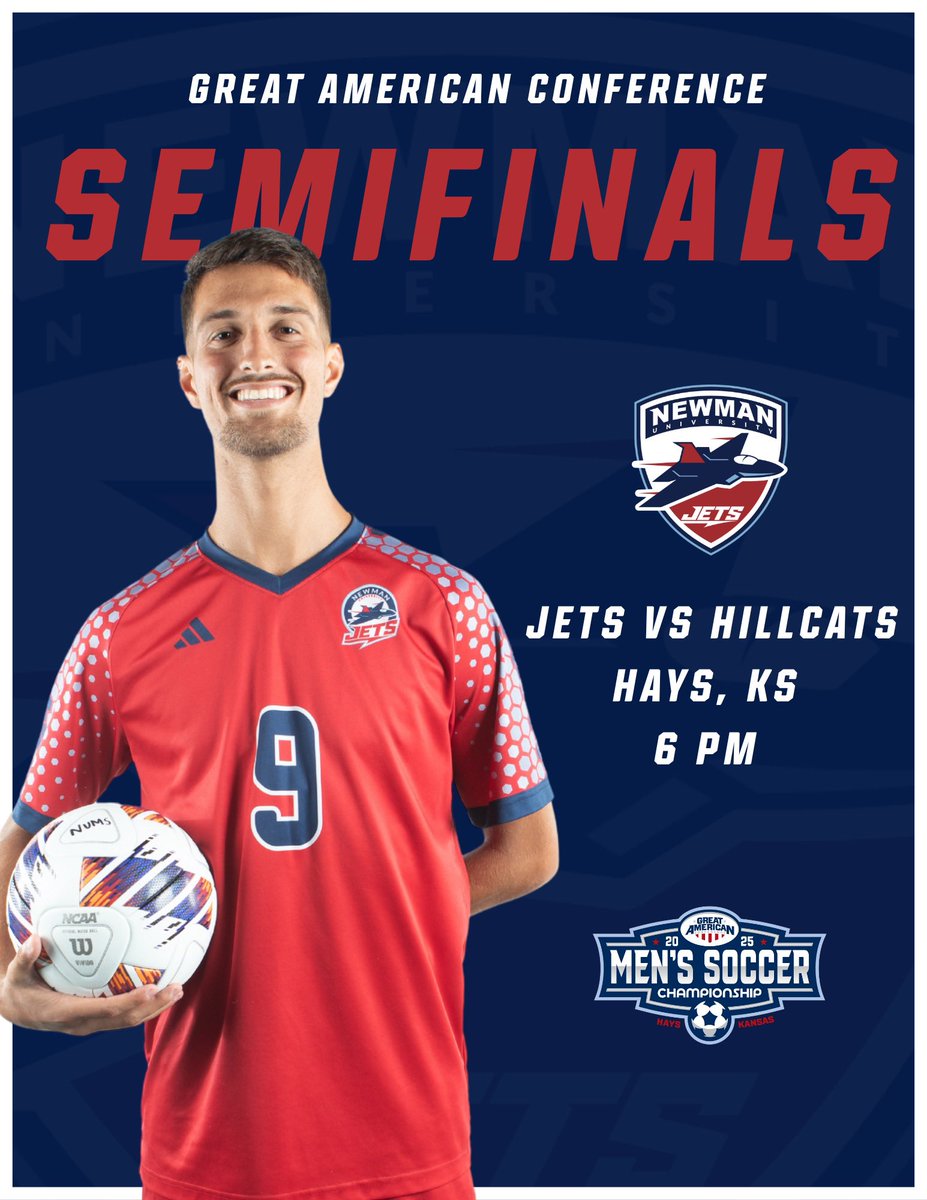 Post season time￼

MIAA/GAC Semifinals

￼Rogers State
￼6 PM
￼Hays, KS
￼

📊bit.ly/3xw7cdL
📺bit.ly/3IXPTFh

#JetPower￼  x  <a href="/NewmanJetsMSOC/">Newman Men's Soccer</a>