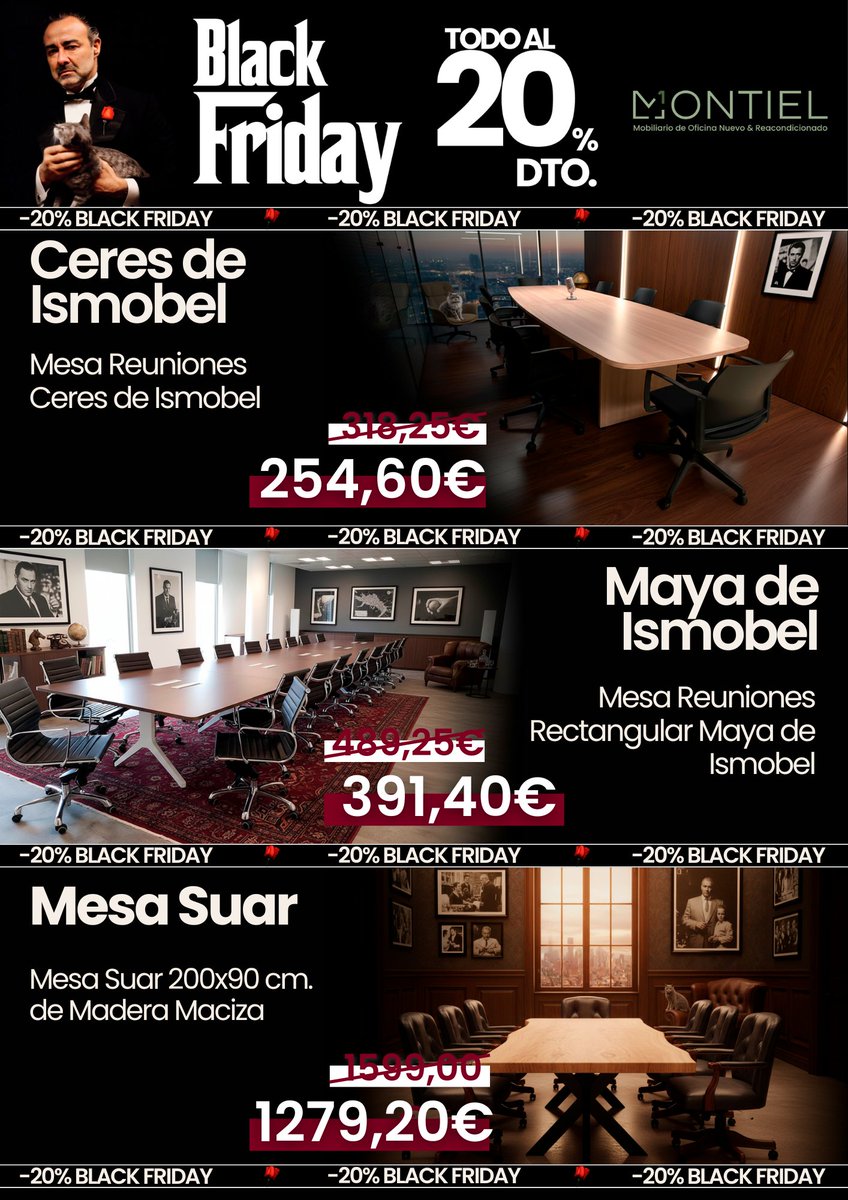 Las mejores ideas surgen en una buena Mesa de Reuniones. 
🖤 Este Black Friday, elige diseño, calidad y presencia.
Todo al -20% en Grupo Montiel Oficinas.
oficinasmontiel.com