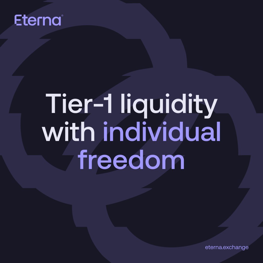 Eterna_Hybrid's tweet photo. Access to Tier-1 liquidity shouldn’t require permission.

Eterna delivers institutional depth with individual freedom.

Eterna - power without compromise. https://t.co/4w2lqZGbUa