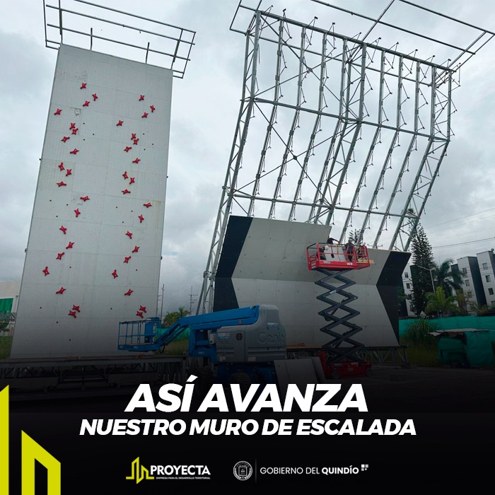 proyecta_q's tweet photo. La gerente Lina Marcela Roldán Prieto, lideró un recorrido técnico por la obra Muro de Escalada, una iniciativa impulsada por el Gobierno del Quindío, que consolida infraestructura moderna para el deporte y la recreación del departamento. https://t.co/I2mC23ovj4