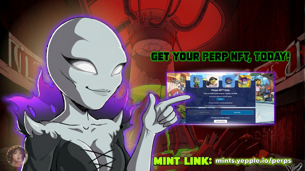 We have daily rewards, daily raffles and daily giveaways for holders! Each PERP NFT comes with $PERP!

For more details: discord.gg/byVTsKc9Ee
Marketplace (JPG Store): jpg.store/collection/per…
Marketplace (WAYUP):
wayup.io/collection/e6b…

Mint here 👇
mints.yepple.io/perps