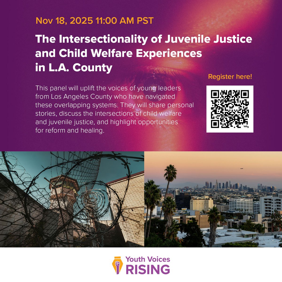 YVRising's tweet image. Don't forget to register for YVR's upcoming webinar, "The Intersectionality of Juvenile justice and Child Welfare Experiences in L.A. County!"

Register now for free: us02web.zoom.us/webinar/regist…