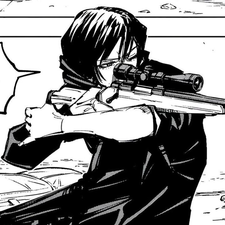 zyznmk's tweet image. using your own arm as support for a sniper rifle is crazy, Mai is so underrated