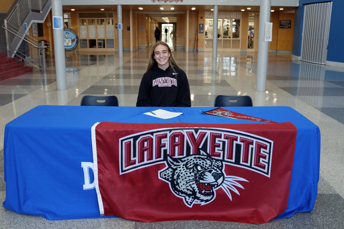 WeAreDanvers's tweet photo. Congratulations to Seniors Addison McCarty, Olivia St. Pierre, and Jason Walters who signed their NIL yesterday afternoon. Addison will play Soccer at Lafayette, Olivia will play Soccer at Columbia, and Jason Baseball at Assumption. 
@Tweet_DPS @GirlsDanvers @FlyHighFalcons https://t.co/hOCsCl711f